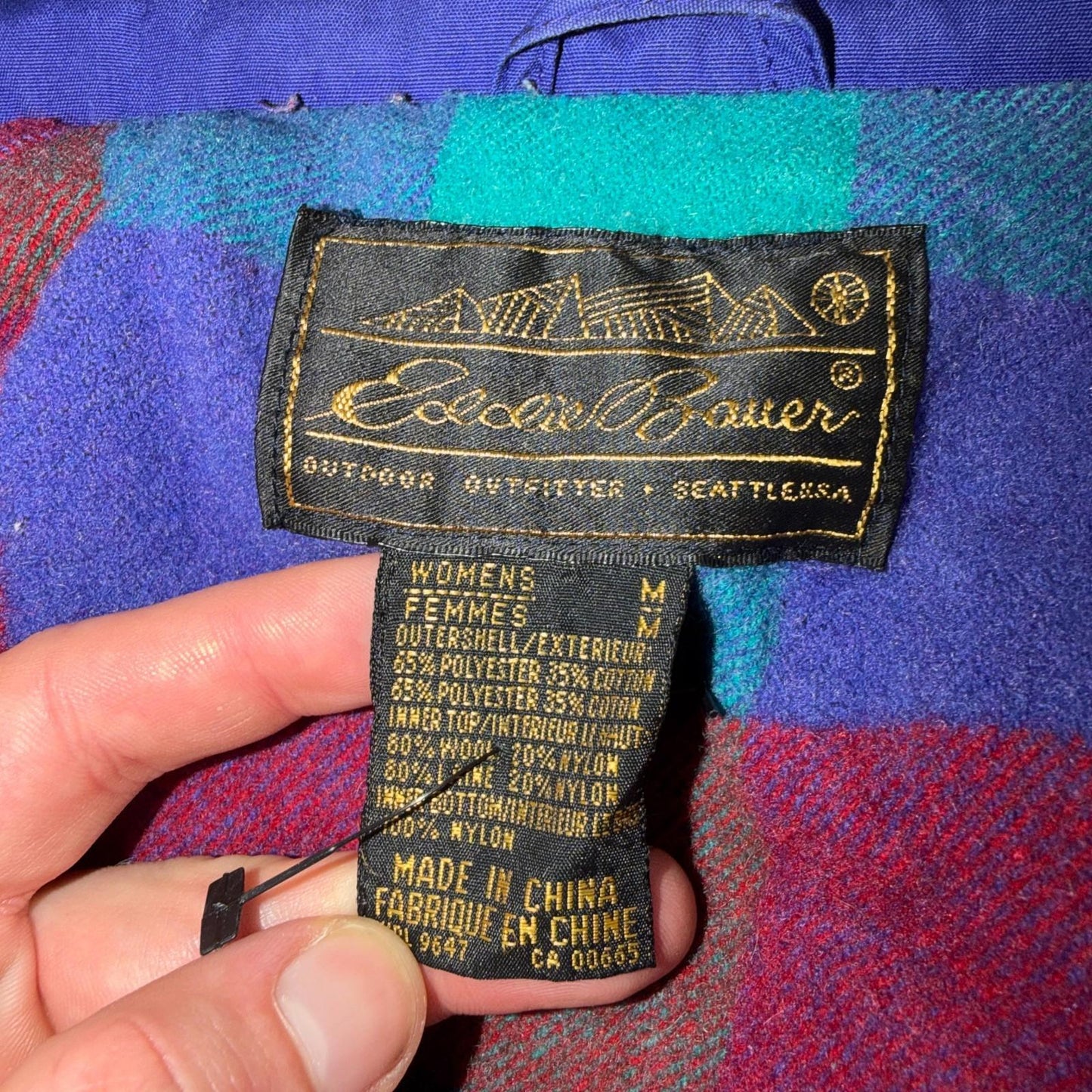 Eddie Bauer Women’s Parka Jacket Coat Blanket Lined Size M Vintage 90s Purple