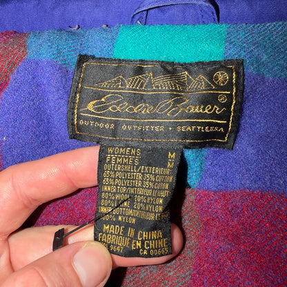 Eddie Bauer Women’s Parka Jacket Coat Blanket Lined Size M Vintage 90s Purple