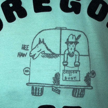 Oregon Or Bust Funny VTG T Shirt Single Stitch Text Horse Donkey Farmer Animals