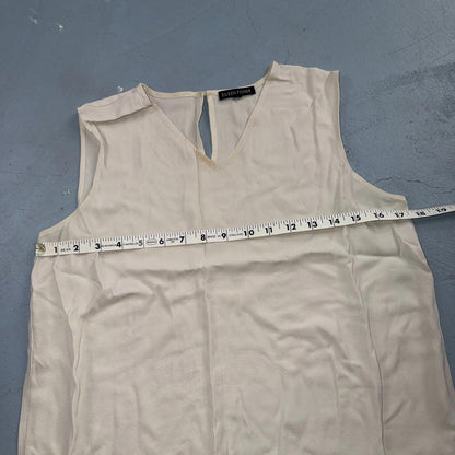 Eileen Fisher Shirt Womens XS Ivory Silky Minimalist Classic V Neck Sleevless