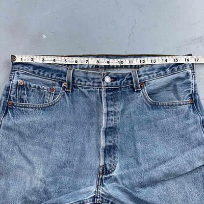 Levis 501 Vintage 90s USA XX Straight Leg Jeans Blue Light Wash 35x34 Act 33x30