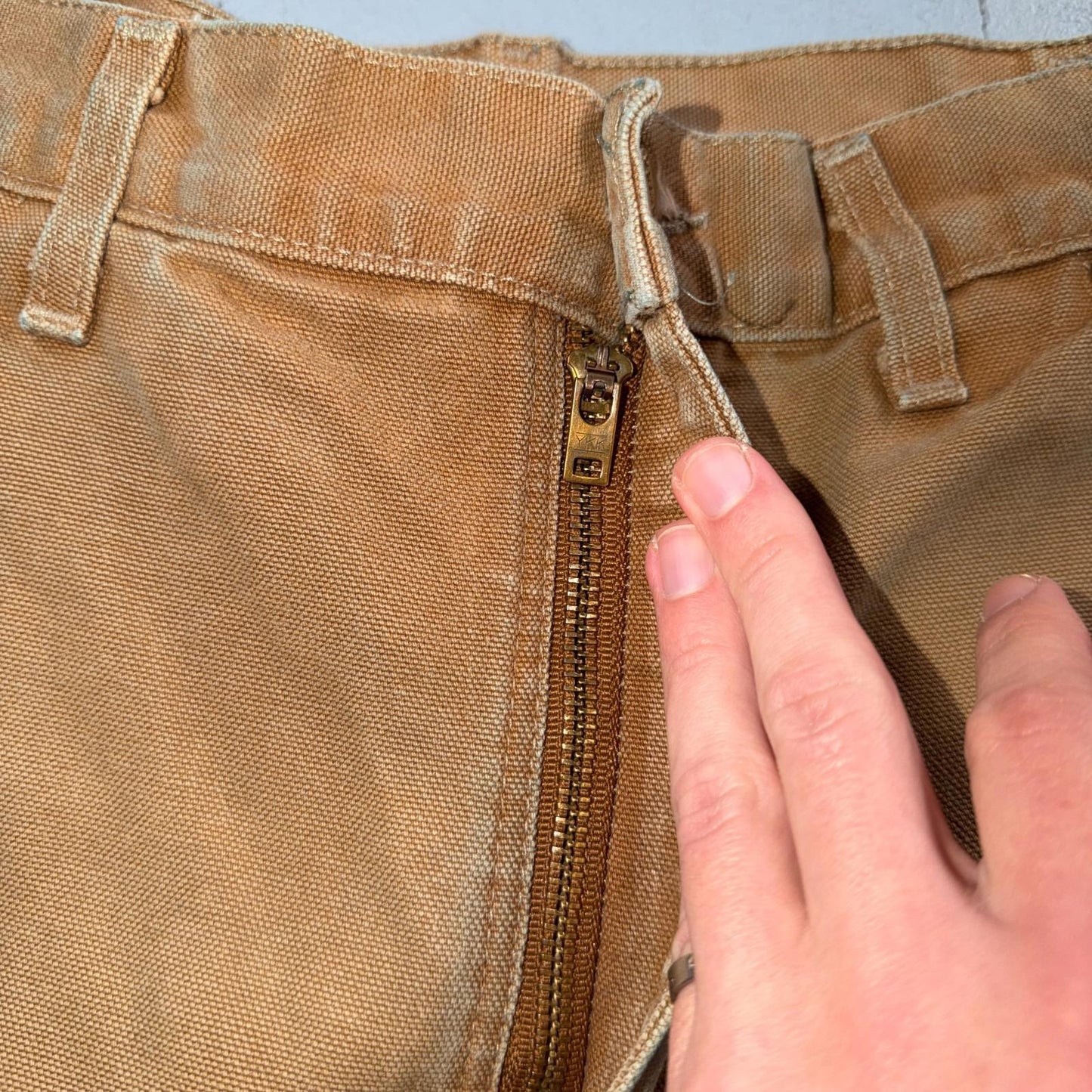 Carhartt VTG Double Knee Carpenter Pants B01 USA BRN Brown 32x34 Thrashed 30x33