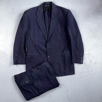 VTG Mens 2 PC Suit 42 Jacket Coat Pants Blue Rockabilly 1950s Thrashed Ripped