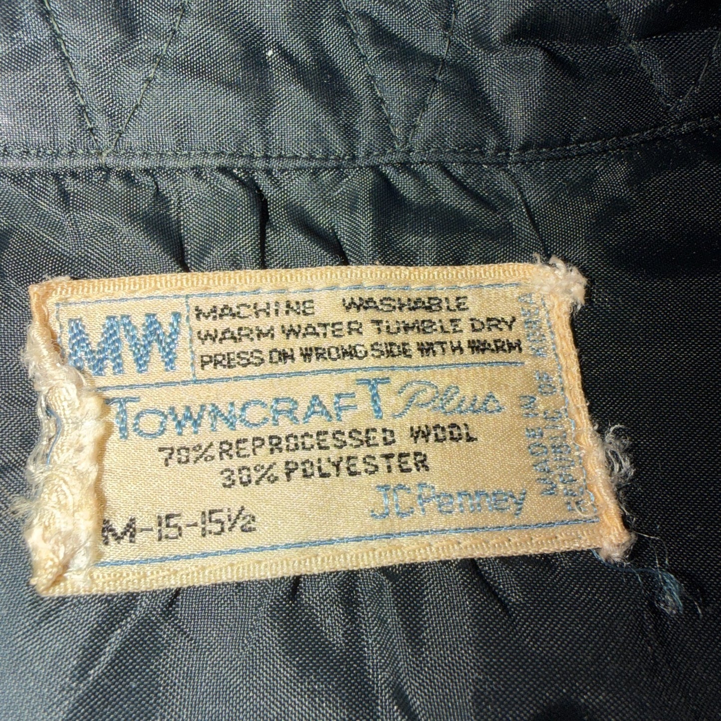 VTG 70s Penneys Towncraft Loop Collar Wool Plaid Shirt Camp Board Rockabilly