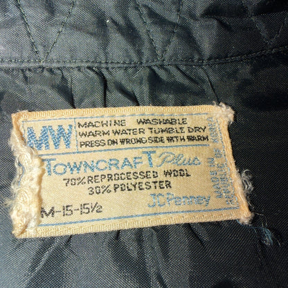 VTG 70s Penneys Towncraft Loop Collar Wool Plaid Shirt Camp Board Rockabilly