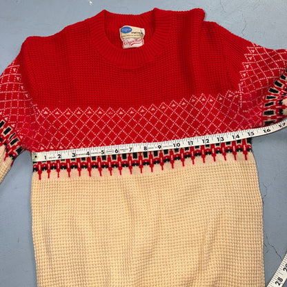 VTG 1950s Pilgrim Sportswear Wool Sweater Small Sears USA Ugly Christmas Novelty
