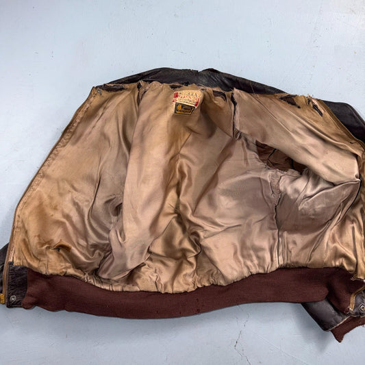 VTG 50s Sierra Sportswear Horsehide Leather Jacket Distressed Buco A2 Bomber