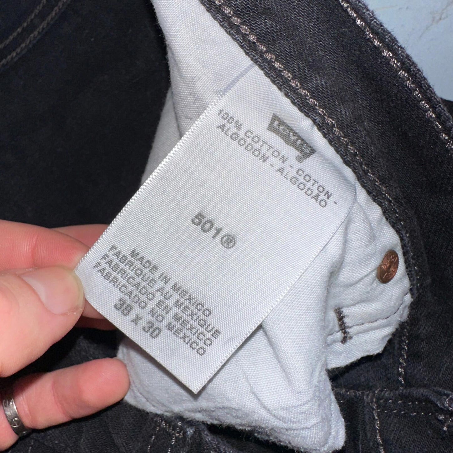 Levis 501 Vintage Y2K Mexico XX Straight Leg Jeans Black Dark Wash 38x30