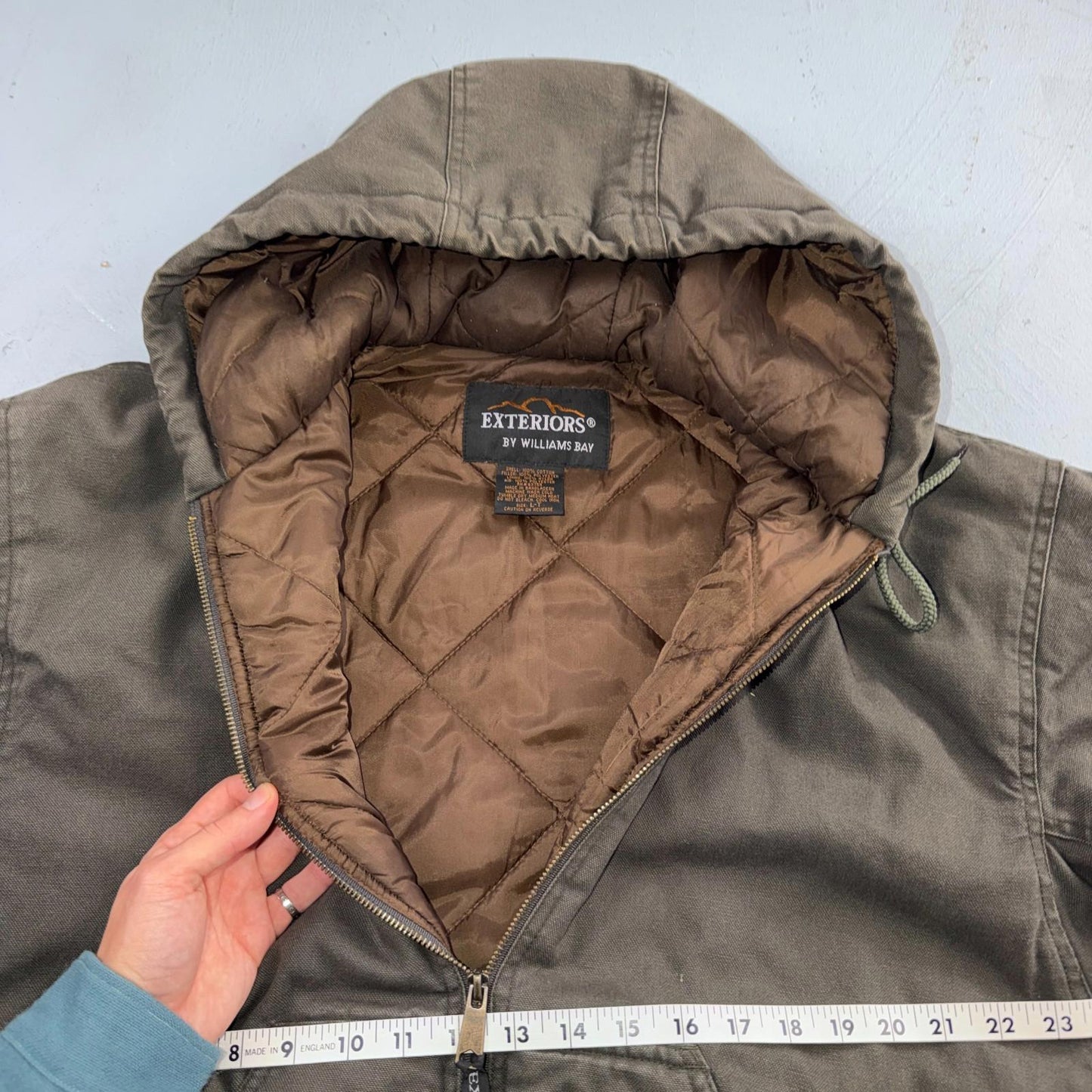 Williams Bay Duck Jacket Men's Size L Hooded Gray Severe Weather Insulated Work