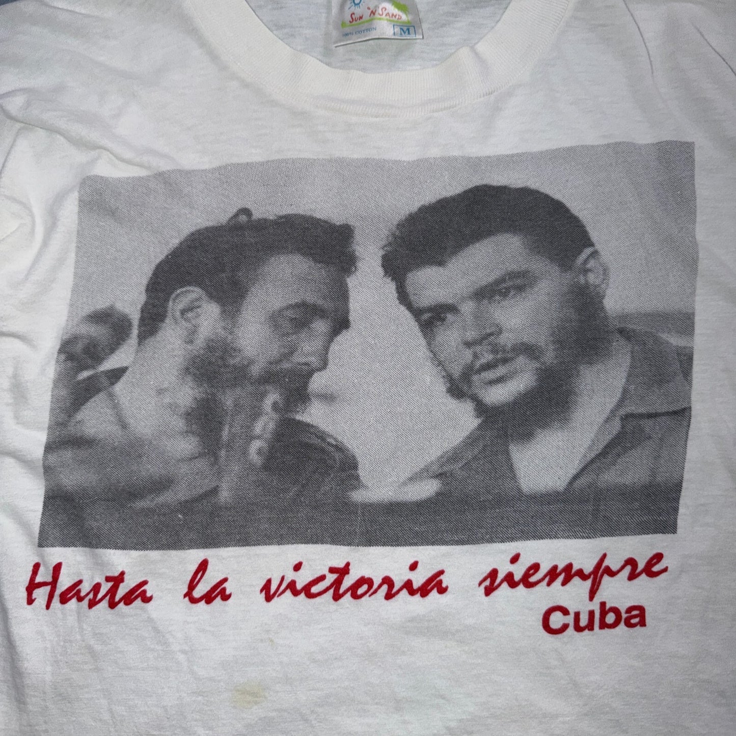 VTG Cuba Hasta La Victoria Siempre T Shirt Revolutionary Photo Graphic Tee RARE
