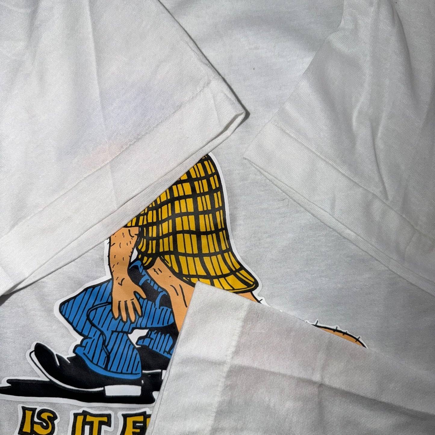 Funny Dragging Ass Construction Guy VTG T Shirt 80s Single Stitch XL Humor Joke
