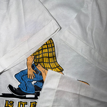 Funny Dragging Ass Construction Guy VTG T Shirt 80s Single Stitch XL Humor Joke