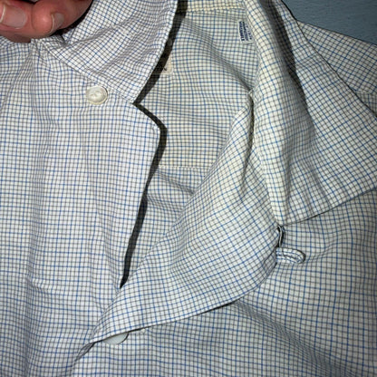 VTG 1950s Enro Trafalgar Loop Collar Button Up Shirt Cotton Rockabilly M Checker