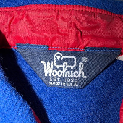 VTG Woolrich Blue Red Basic Plain Wool Flannel Shirt Jacket Men M 70s 80s USA