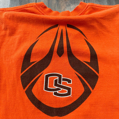OSU Oregon State Nike Center Swoosh Vintage T Shirt Orange Y2K Beavers Football