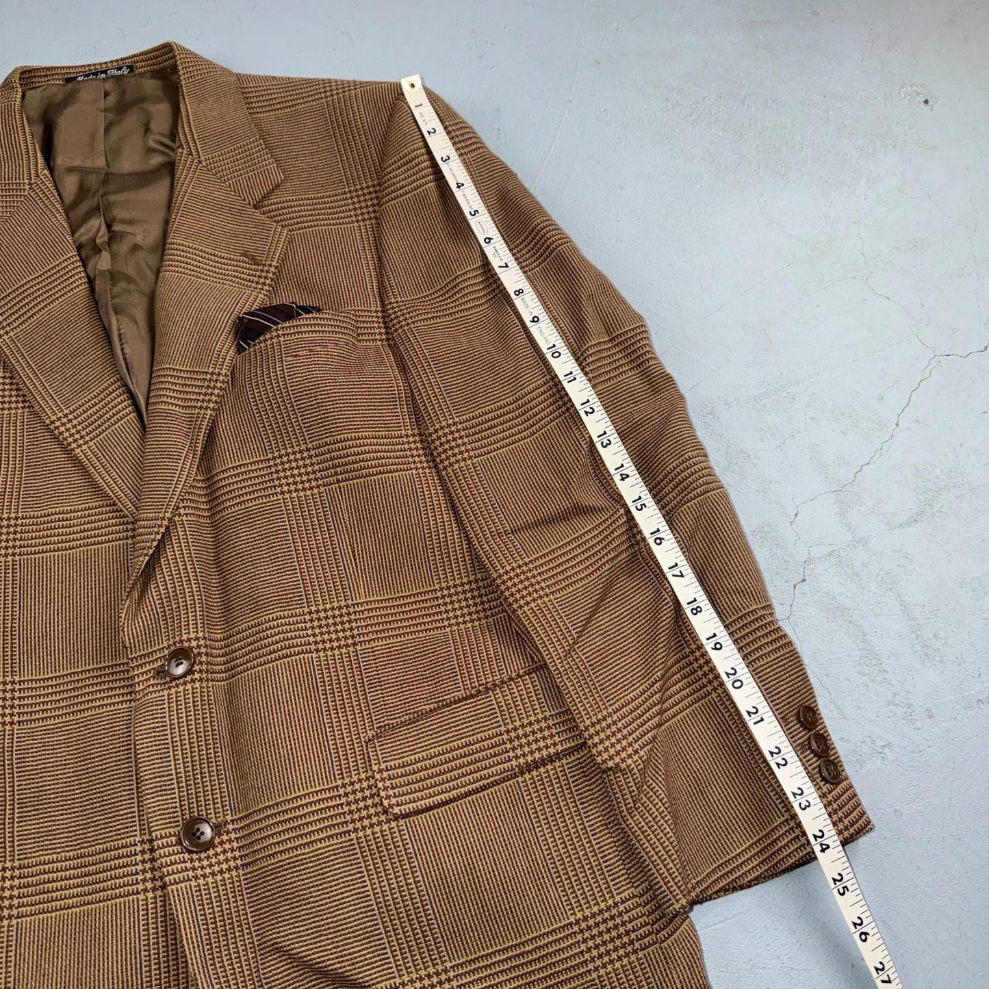 Christian Dior VTG Blazer Mens Brown Plaid Suit Jacket Sport Coat Monsieur 42