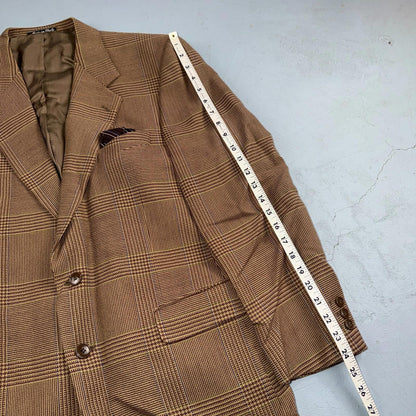 Christian Dior VTG Blazer Mens Brown Plaid Suit Jacket Sport Coat Monsieur 42