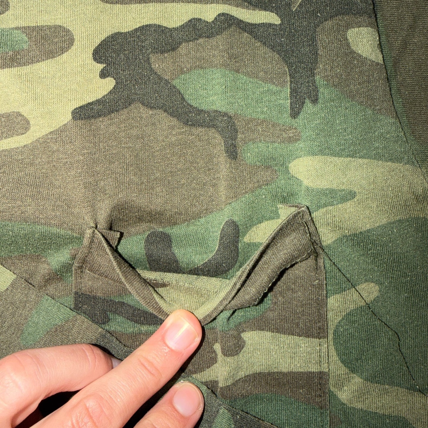 Camo Single Stitch XL USA VTG T Shirt Pocket Tee Woodland Tree Real 1980s 80s