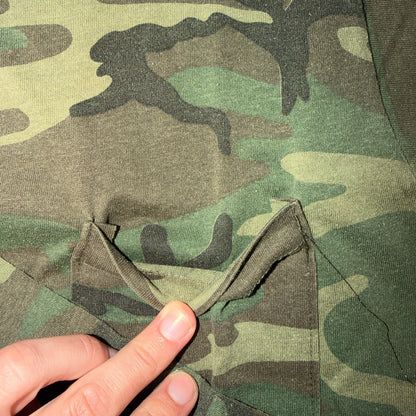 Camo Single Stitch XL USA VTG T Shirt Pocket Tee Woodland Tree Real 1980s 80s