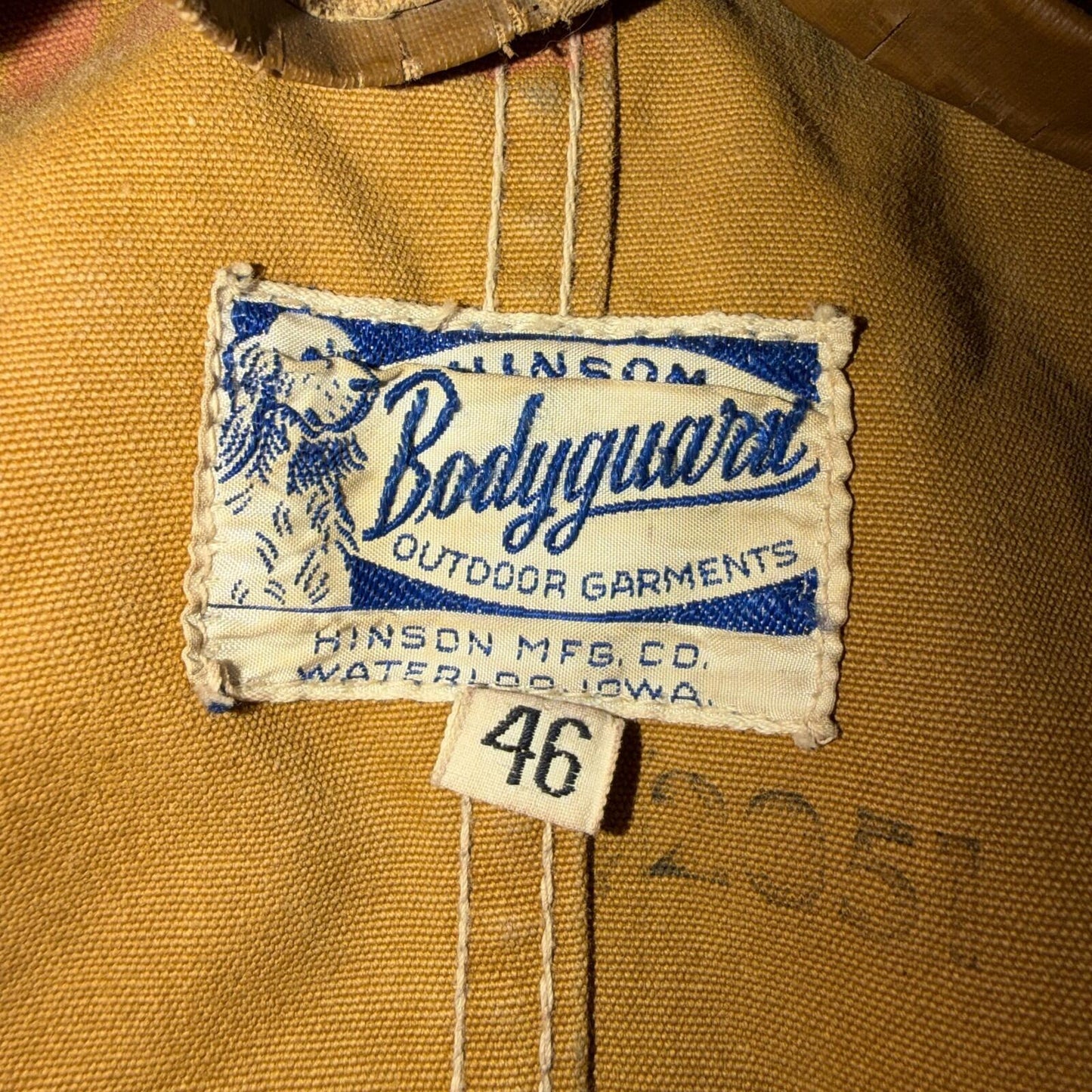 Hinson Bodyguard Men’s Vtg 1940s Hunting Jacket Coat USA Corduroy Trim Brown 46