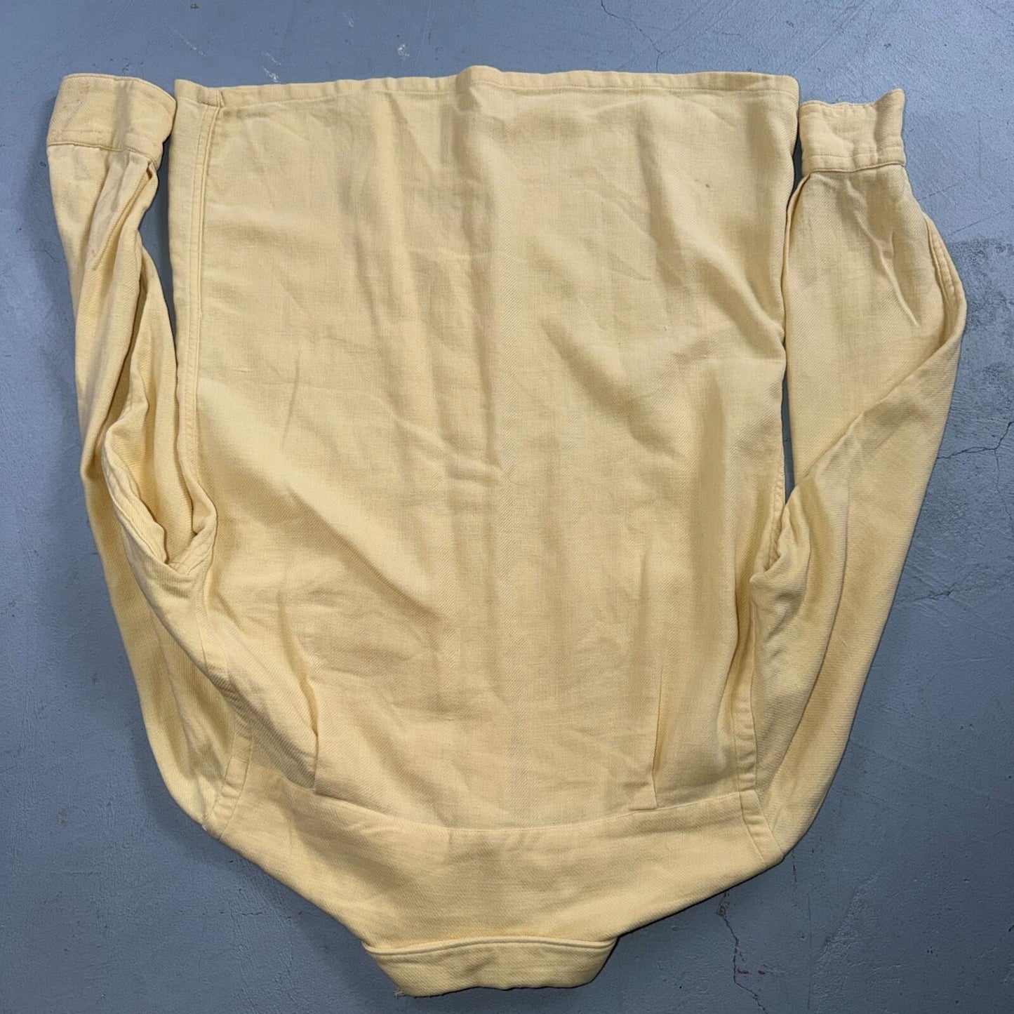 Vtg 50s Rockabilly Butter Yellow Board Shirt Shacket 2-Pocket Straight Hem S