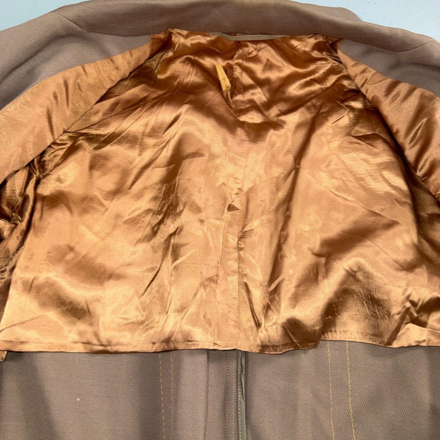 VTG 1930s 1940s Coat Trench Mens 40 Wool Gabardine Like Rockabilly Overcoat
