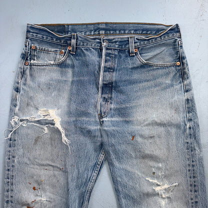 Levis 501 Vintage 90s Y2K XX Straight Leg Jeans Blue Light Wash 36x34 Act 34x29