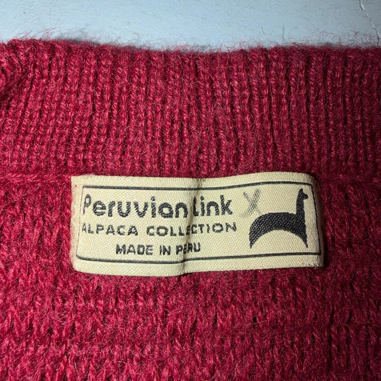 Peruvian Connection Royal Alpaca Women’s Sz. M Open Long Vest Sweater Red