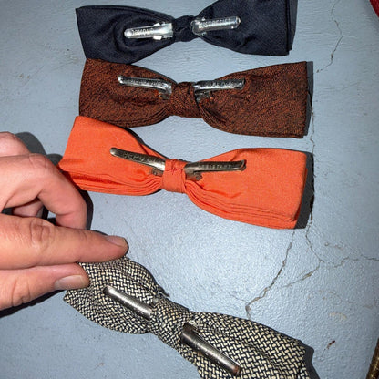 Lot of 7 Vintage 1950s Clip-on Bow Ties MCM Plus Cowboy Ties Silver Classy