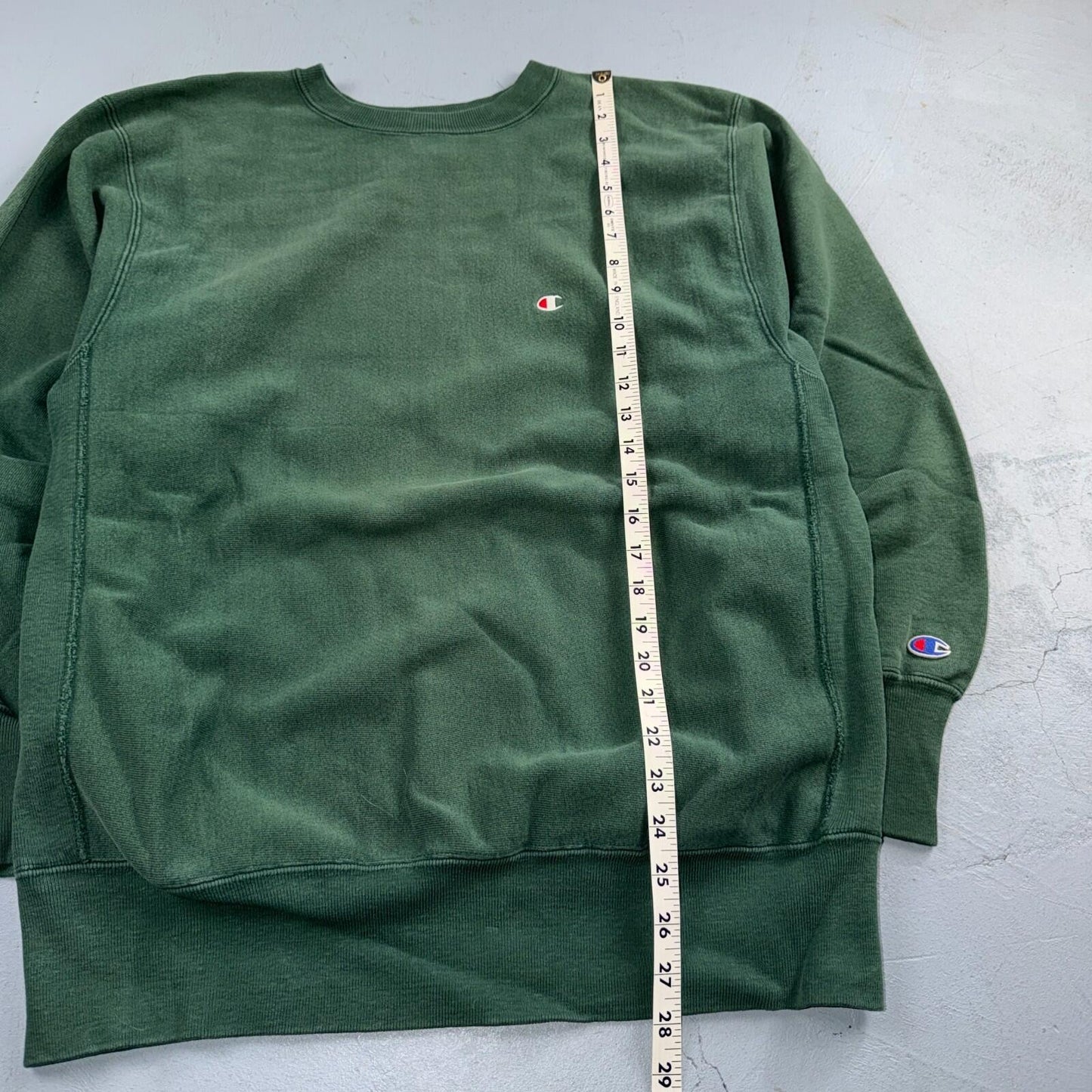 Vintage Champion 90s USA Green Reverse Weave Sweatshirt Blank XL Gusset Jumper