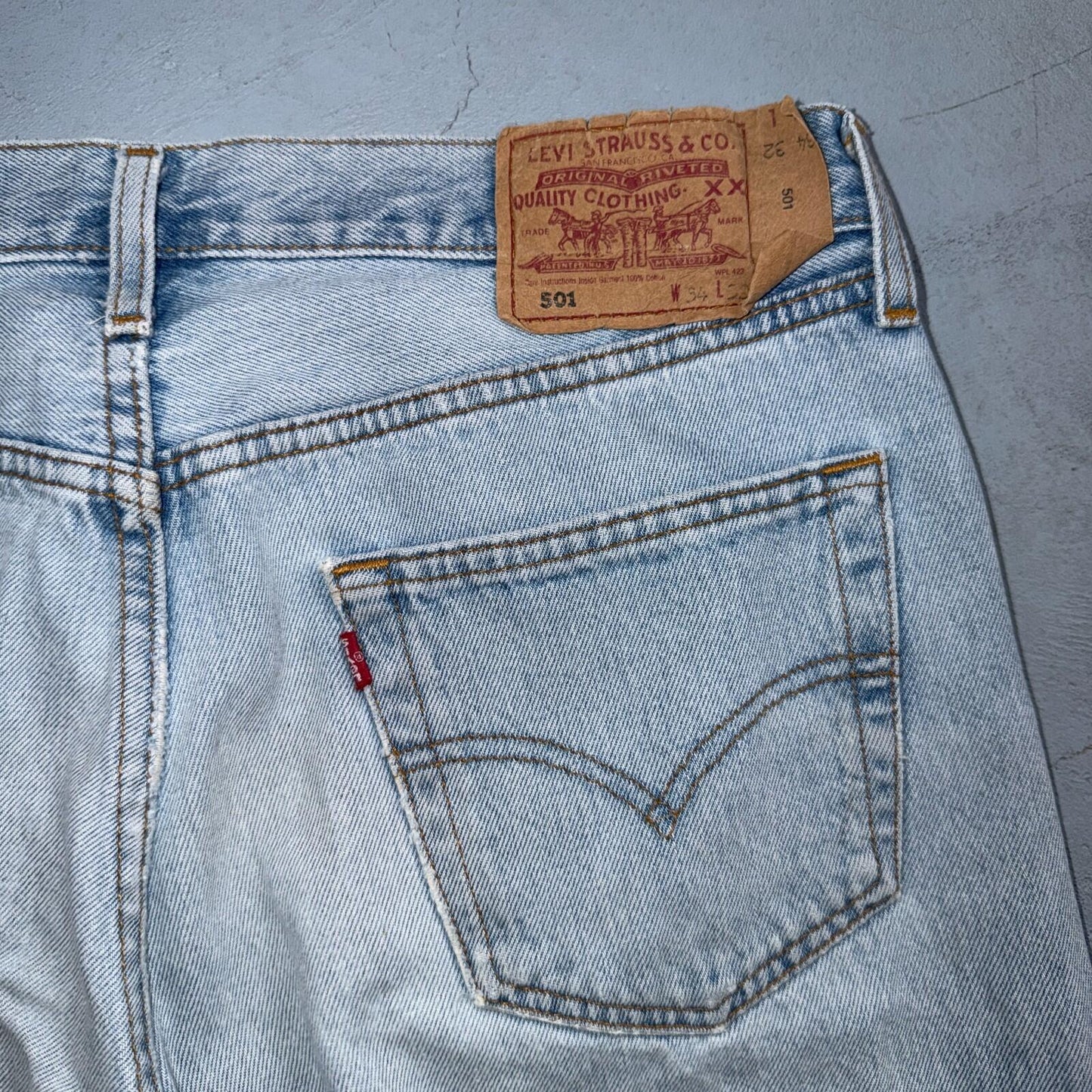 Levis 501 Vintage Y2K 90s XX Straight Leg Jeans Blue Light Wash 34x32 Act 33x31
