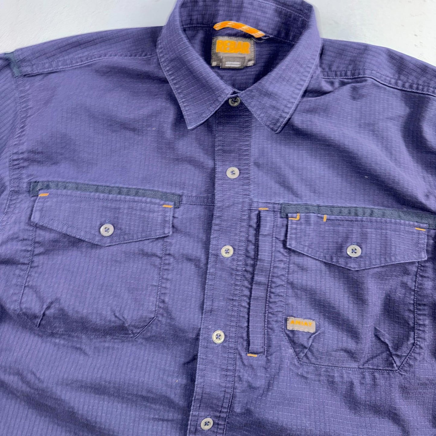 Ariat Rebar Work Shirt LT Button Short Sleeve Rip Stop Moisture Vented Large
