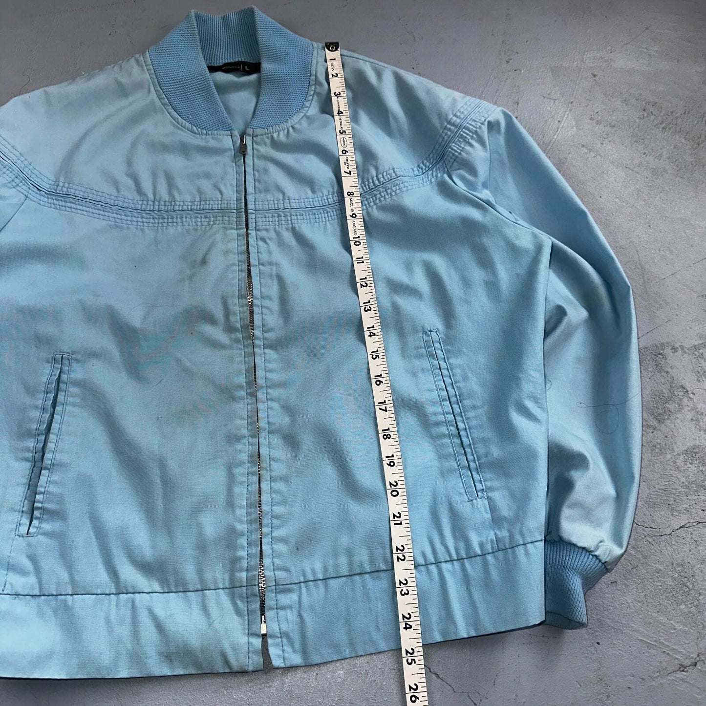 Vintage JC Penneys 70s Derby Jacket Sports USA Baby Blue Talon Bomber Large