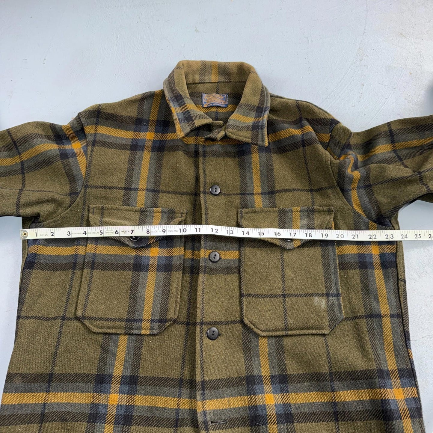 VTG Pendleton Mens Mackinaw Cruiser Wool Coat M Brown Plaid Field Jacket 70s