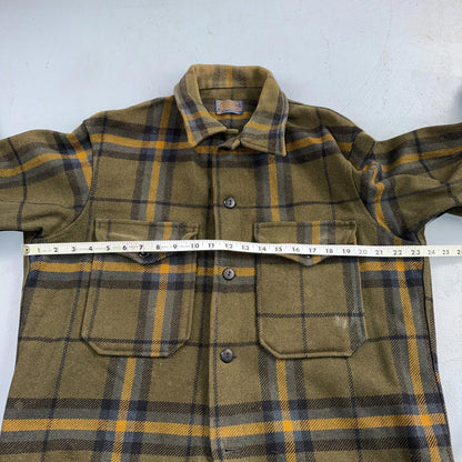 VTG Pendleton Mens Mackinaw Cruiser Wool Coat M Brown Plaid Field Jacket 70s