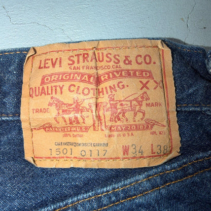 Levis 501 Vintage 80s Redline Selvedge USA XX Jeans Dark Wash 34x38 Act 31x34