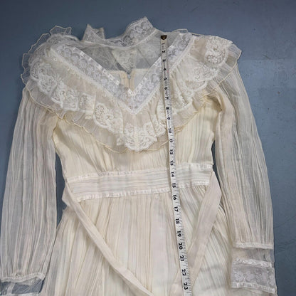 Gunne Sax ? Jessica San Francisco Wedding Dress VTG Lace 1970s Victorian Boho