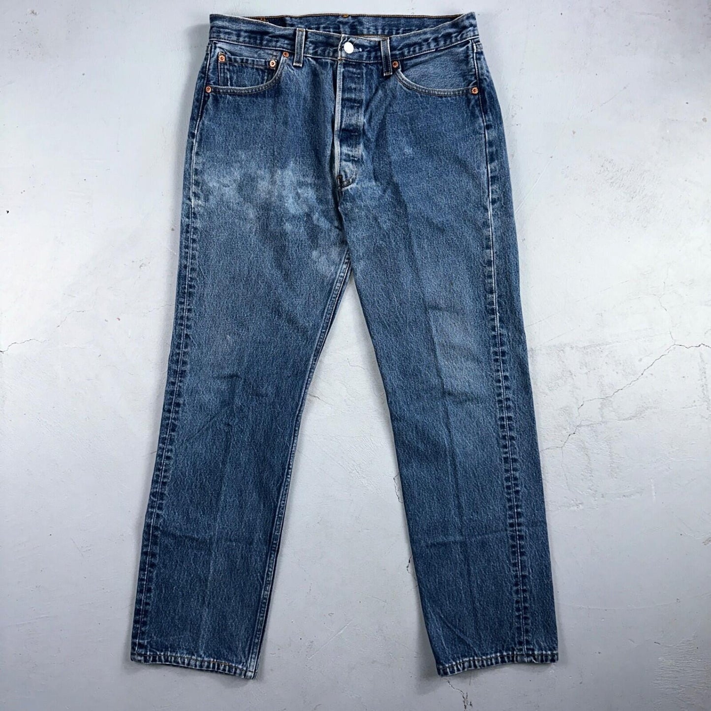 Levis 501 Vintage 90s USA XX Straight Leg Jeans Blue Light Wash 35x34 Act 32x30