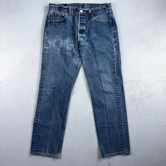 Levis 501 Vintage 90s USA XX Straight Leg Jeans Blue Light Wash 35x34 Act 32x30