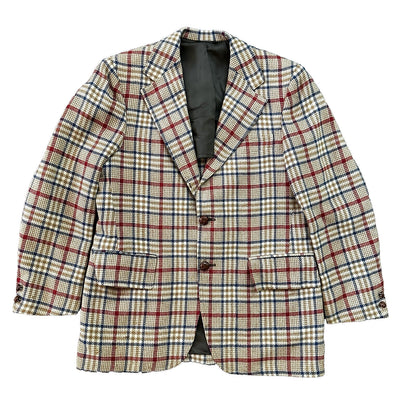 1960s 1970s Tan Pinstripe VTG Suit Jacket Sportcoat 40 Wool Checker Rockabilly