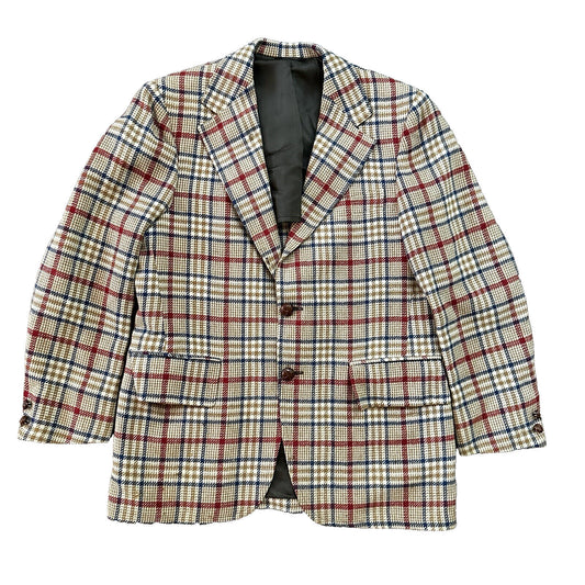 1960s 1970s Tan Pinstripe VTG Suit Jacket Sportcoat 40 Wool Checker Rockabilly