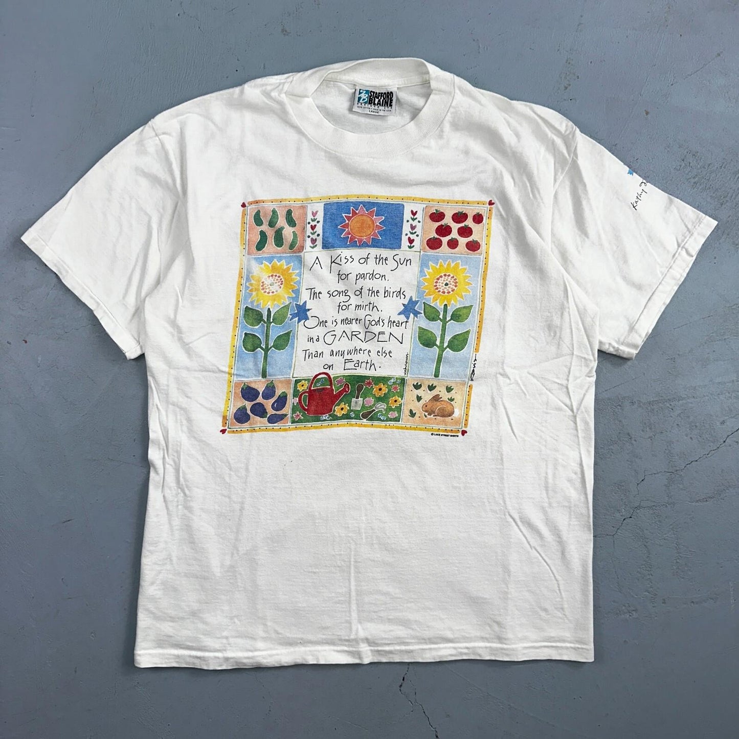 Garden Earth Artsy Art Hipster VTG T Shirt Kathy Davis Designs 90s Single Stitch
