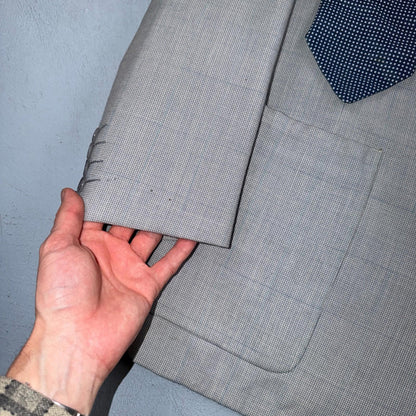 1960s 1970s VTG Mens 2 PC Suit 42 Jacket Coat Pants Gray Union Wool Rockabilly