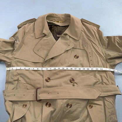 Paul Stuart Double Breasted Men’s Lined Trench Coat Sz 42 Beige Classic Jacket