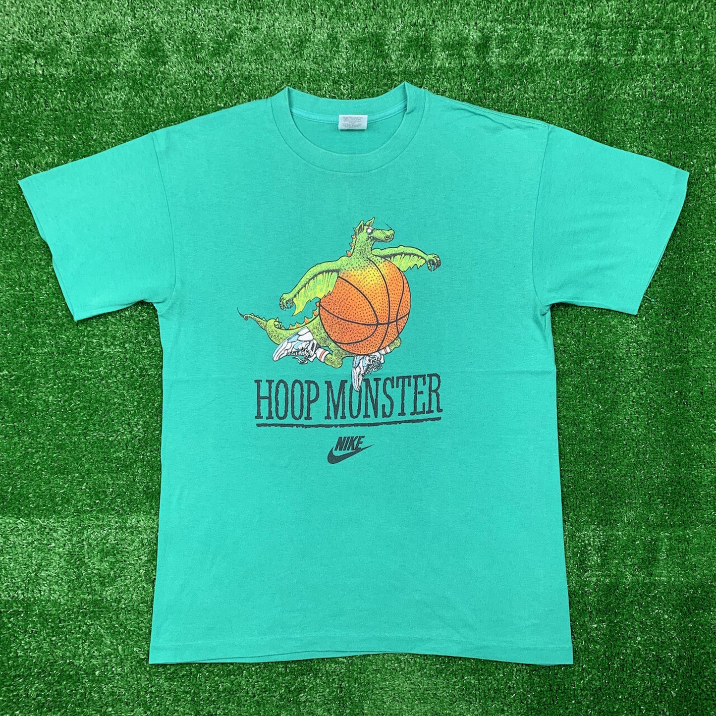 Nike Vintage T Shirt Mens Hoop Monster Cartoon Rare 80s Jordan Green Rap Sports