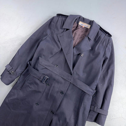 Jacques Gevertz Size 40 Blue Button Up Coat VTG Double Breast Peacoat 80s Paris