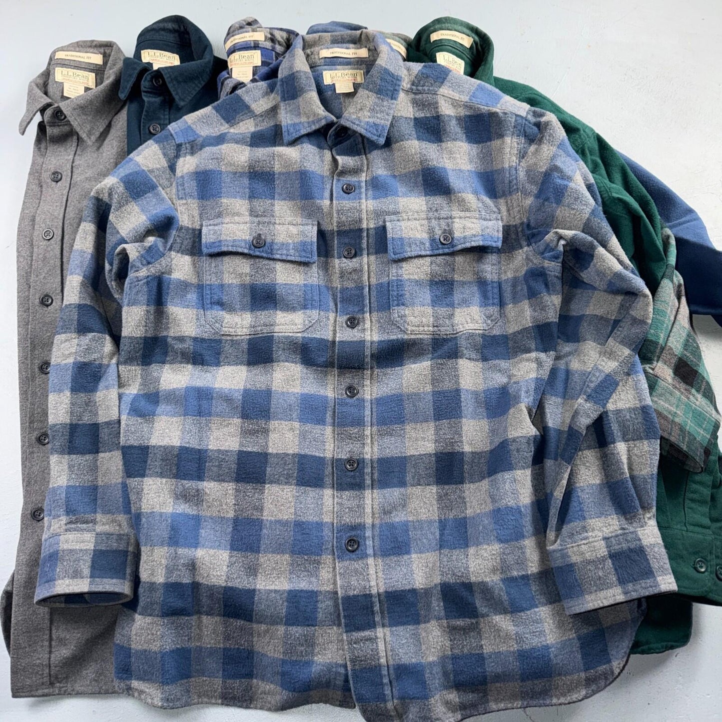 LL Bean Lot of 7 Mens M Shirts Chamois Cloth Flannel Pockets VTG Y2K Heavyweight
