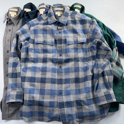 LL Bean Lot of 7 Mens M Shirts Chamois Cloth Flannel Pockets VTG Y2K Heavyweight
