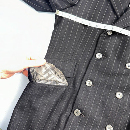 VTG Mens Suit 36 Double Breast 8 Button Jacket Sport Coat Rockabilly 50s Striped