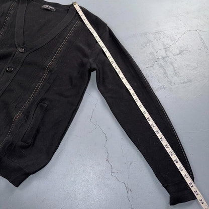 V Uomo Rare Wool Collezione Black Long Sleeve Cardigan Italy Designer Sweater